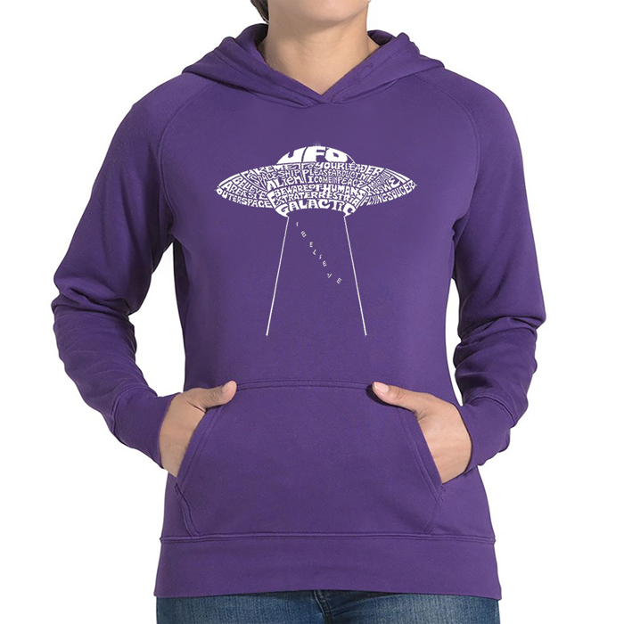 Flying Saucer UFO - Women's Word Art Hooded Sweatshirt