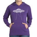 Purple XL Flying Saucer UFO - Women's Word Art Hooded Sweatshirt