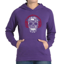 Purple XXL Music Notes Skull - Women's Word Art Hooded Sweatshirt