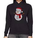 Black Medium Christmas Snowman - Women's Word Art Hooded Sweatshirt