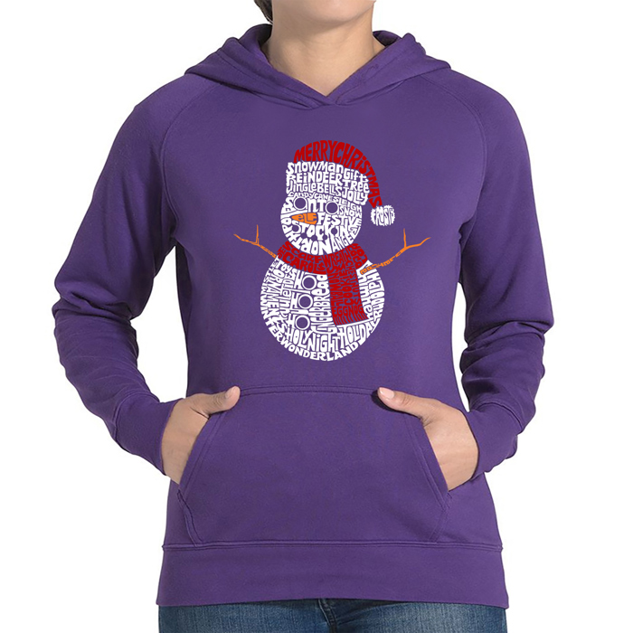 Christmas Snowman - Women's Word Art Hooded Sweatshirt