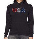Black Small Usa Fireworks - Women's Word Art Hooded Sweatshirt
