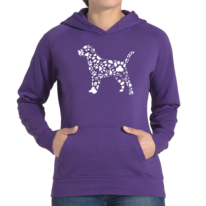 Dog Paw Prints - Women's Word Art Hooded Sweatshirt