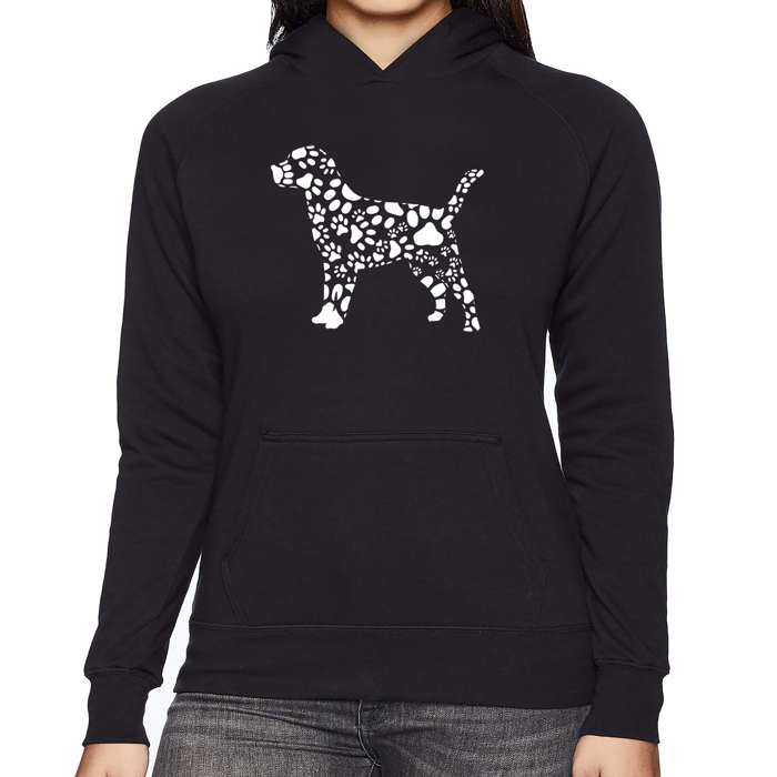 Dog Paw Prints - Women's Word Art Hooded Sweatshirt