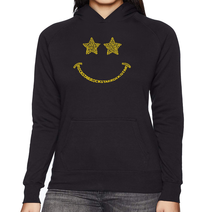Rockstar Smiley - Women's Word Art Hooded Sweatshirt