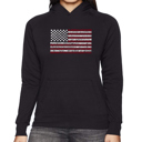 Black Small 50 States USA Flag - Women's Word Art Hooded Sweatshirt