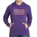 Purple Large 50 States USA Flag - Women's Word Art Hooded Sweatshirt
