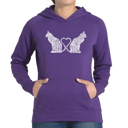 Purple Large Cat Tail Hearts - Women's Word Art Hooded Sweatshirt