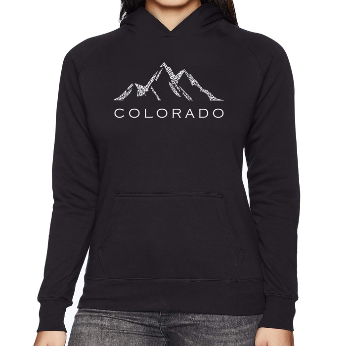 Colorado Ski Towns - Women's Word Art Hooded Sweatshirt