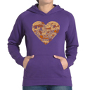 Purple Large Thanksgiving Heart - Women's Word Art Hooded Sweatshirt