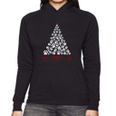 Black Small Paw Christmas Tree - Women's Word Art Hooded Sweatshirt