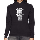 Black XL Guitar Head Music Genres - Women's Word Art Hooded Sweatshirt