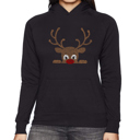 Peeking Reindeer - Women's Word Art Hooded Sweatshirt
