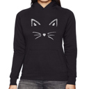 Black Large Whiskers - Women's Word Art Hooded Sweatshirt