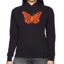 Black Small Butterfly - Women's Word Art Hooded Sweatshirt