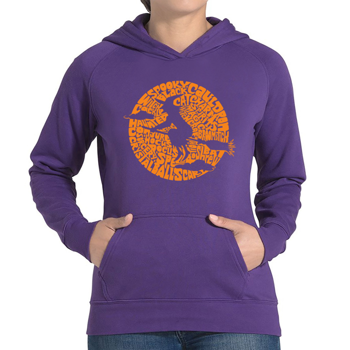 Women's Word Art Hooded Sweatshirt - Spooky Witch