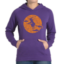 Purple Small Women's Word Art Hooded Sweatshirt - Spooky Witch