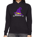 Black Medium Peeking Witch Cat - Women's Word Art Hooded Sweatshirt