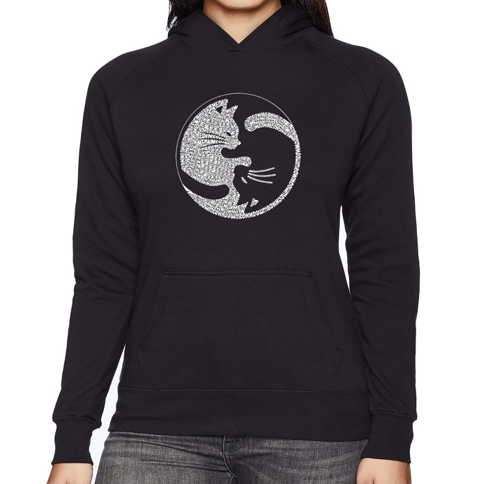 Yin Yang Cat - Women's Word Art Hooded Sweatshirt