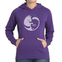 Purple Medium Yin Yang Cat - Women's Word Art Hooded Sweatshirt