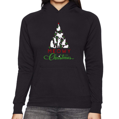 Meowy Christmas Tree - Women's Word Art Hooded Sweatshirt