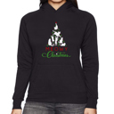 Black Small Meowy Christmas Tree - Women's Word Art Hooded Sweatshirt