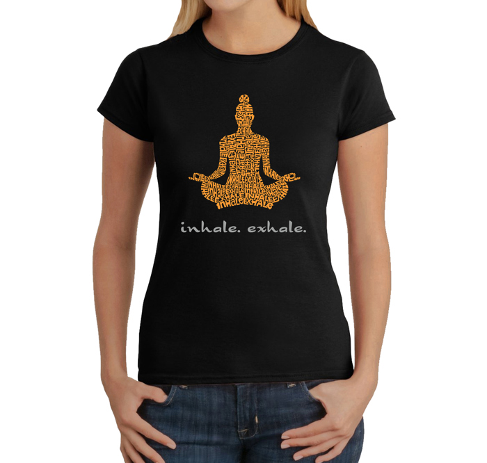 Women's Word Art T-Shirt - Inhale Exhale