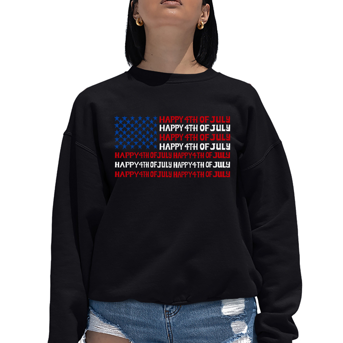 Happy 4th of July - Women's Word Art Crewneck Sweatshirt