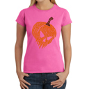 Pink Medium Evil Pumpkin - Women's Word Art T-Shirt