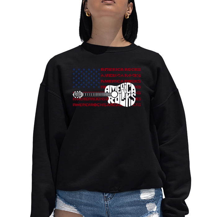 America Rocks - Women's Word Art Crewneck Sweatshirt