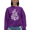 Pink Small Music Notes Guitar - Women's Word Art Crewneck Sweatshirt