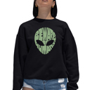 Black Large Beware Of Humans - Women's Word Art Crewneck Sweatshirt