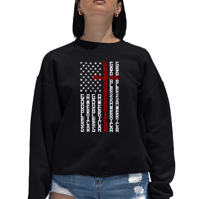 Cross Flag - Women's Word Art Crewneck Sweatshirt
