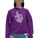 Pink Large Hanukkah Dreidel - Women's Word Art Crewneck Sweatshirt