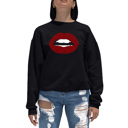 Black Large Fabulous Lips - Women's Word Art Crewneck Sweatshirt