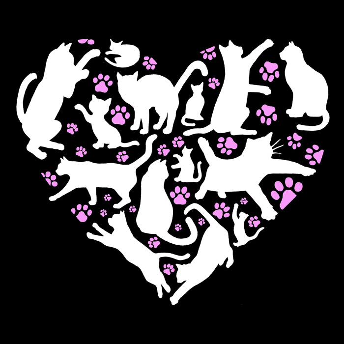 Cat Heart - Women's Word Art Crewneck Sweatshirt