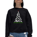 Black Large Here Comes Santa Paws - Women's Word Art Crewneck Sweatshirt