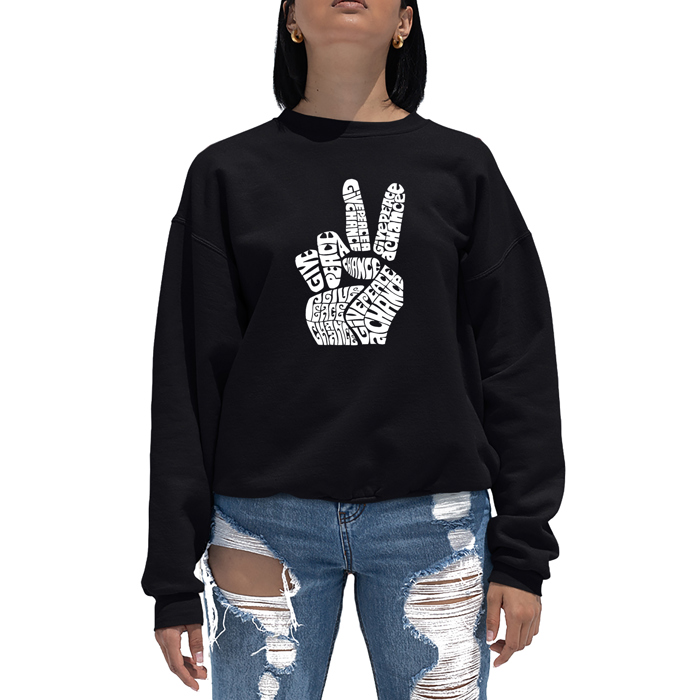 Peace Fingers - Women's Word Art Crewneck Sweatshirt