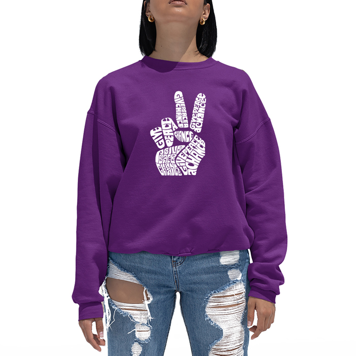 Peace Fingers - Women's Word Art Crewneck Sweatshirt