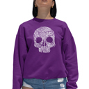 Pink XXXL Flower Skull - Women's Word Art Crewneck Sweatshirt