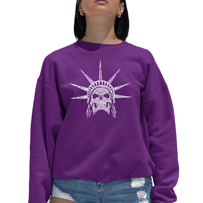 Freedom Skull - Women's Word Art Crewneck Sweatshirt