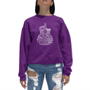 Pink Medium Languages Guitar - Women's Word Art Crewneck Sweatshirt