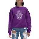 Pink Large Hamsa - Women's Word Art Crewneck Sweatshirt