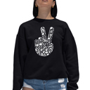 Black XL Peace Finger Notes - Women's Word Art Crewneck Sweatshirt