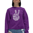 Pink XXXL Peace Finger Notes - Women's Word Art Crewneck Sweatshirt