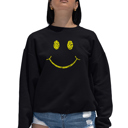 Black Large Be Happy Smiley Face - Women's Word Art Crewneck Sweatshirt