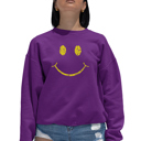 Pink Large Be Happy Smiley Face - Women's Word Art Crewneck Sweatshirt