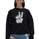 Black Large Peace Out - Women's Word Art Crewneck Sweatshirt
