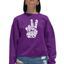 Pink Large Peace Out - Women's Word Art Crewneck Sweatshirt