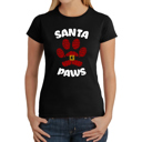 Black Small Santa Paws - Women's Word Art T-Shirt